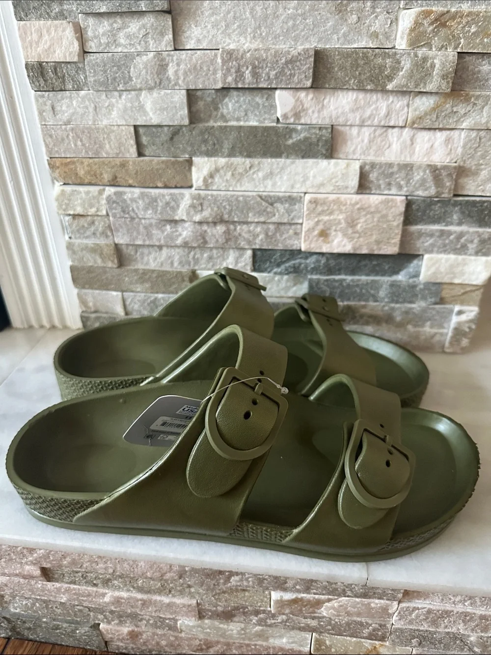 Men's Two Buckle Slide Sandals Size 11